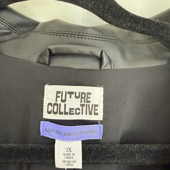 Future Collective Black Faux Leather Blazer Jacket - Picture 2 of 3